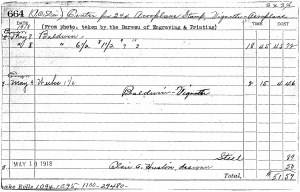 BEP die 664 production records for the 24¢ 1918 Air Post Issue (images provided by Joe R. Kirker)