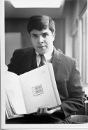 Bob Rose, holding Josiah K. Lilly's album with the siderographer's block