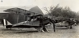 Curtiss JN-4HM mail planes on the field—38274 (left) and 38262 (right)—number 38262 was used on the 24¢ stamp
Image: Smithsonian National Postal Museum, Benjamin Lipsner Collection