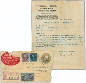 Klein’s registered letter to Robey confirming the purchase of the Inverted Jenny sheet for $15,000
Image: Don David Price