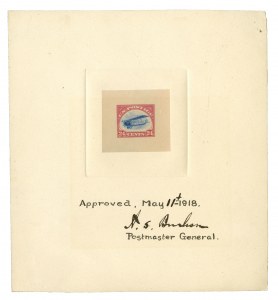  Die proof in issued colors approved by PMG Burleson
Image: Smithsonian National Postal Museum